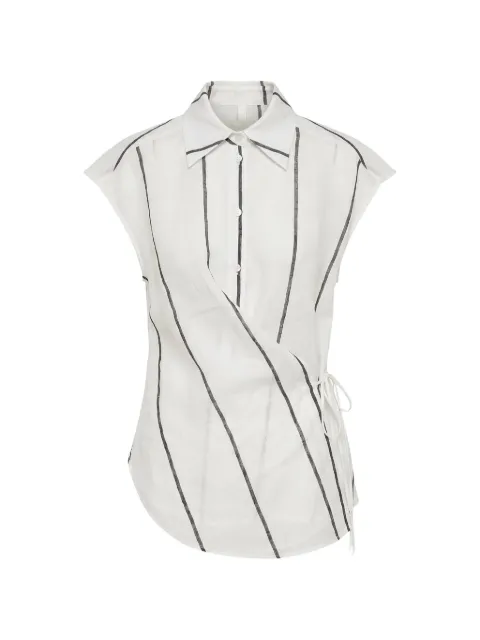 MeimeiJ striped sleeveless wrap shirt