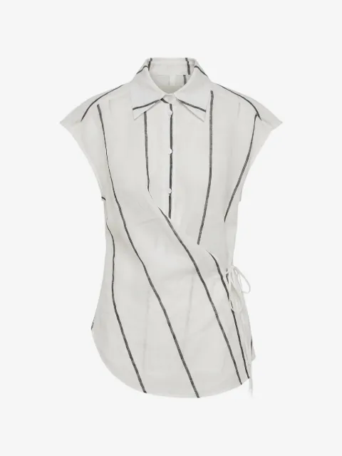 MeimeiJ striped sleeveless wrap shirt