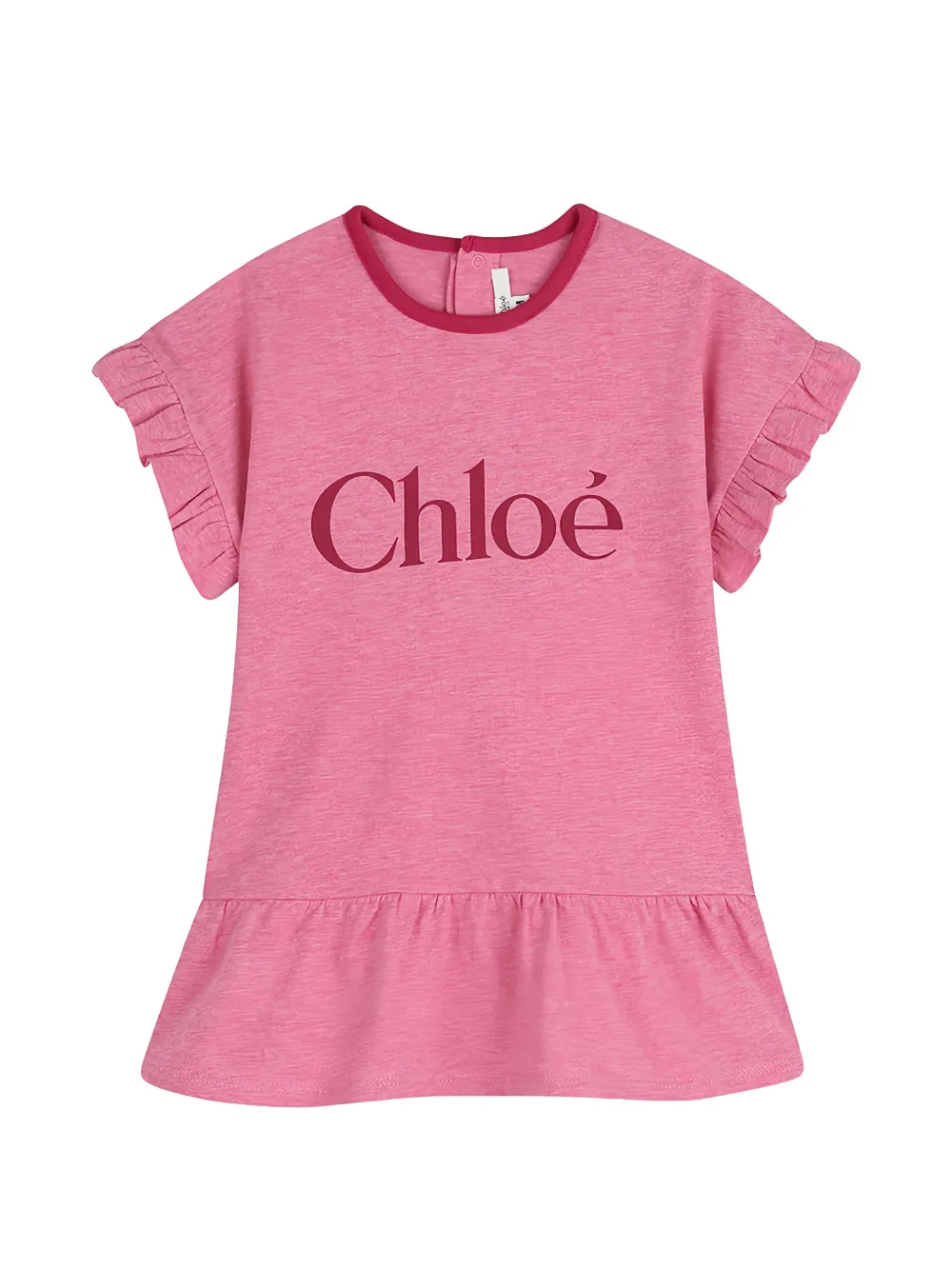 Chloé Kids ruffled logo-print dress - Rosa