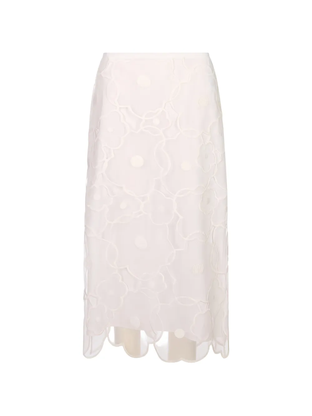 MeimeiJ floral-embroidered straight midi skirt - Bianco