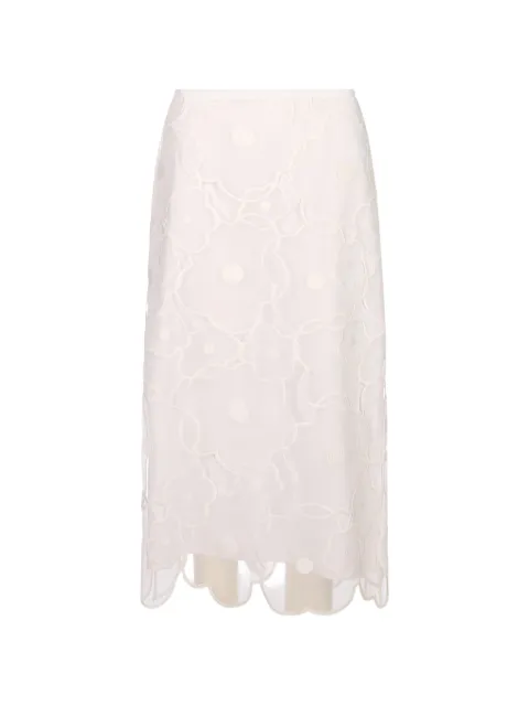 MeimeiJ floral-embroidered straight midi skirt