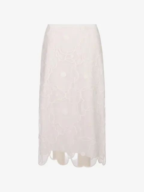 MeimeiJ floral-embroidered straight midi skirt