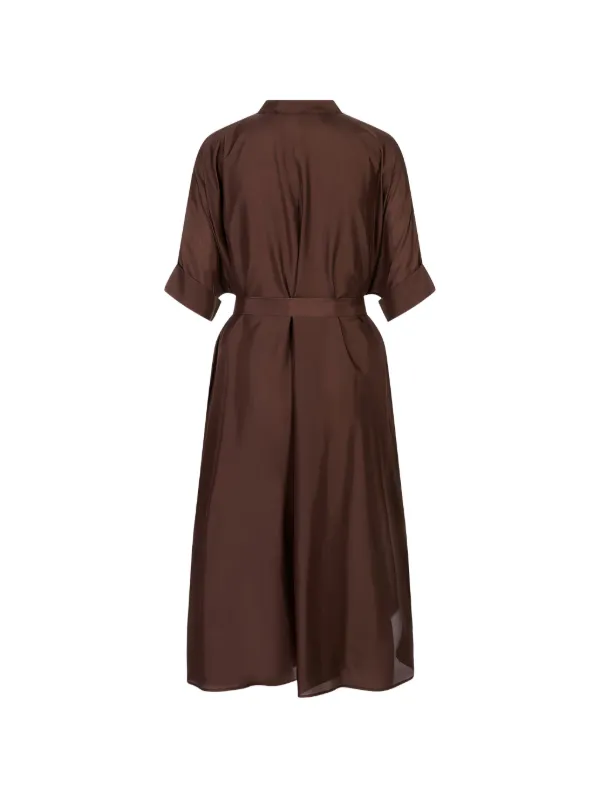 brown short sleeve midi dress Pearson Short Sleeve Knit Midi Dress / Chocolate | MESHKI