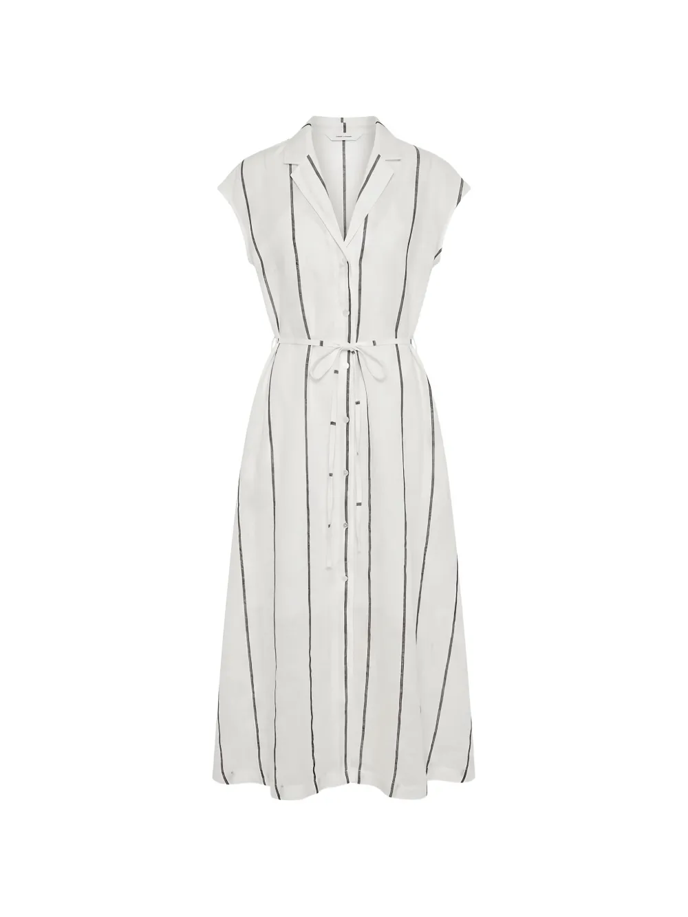Meimeij Striped Belted Midi Dress In White
