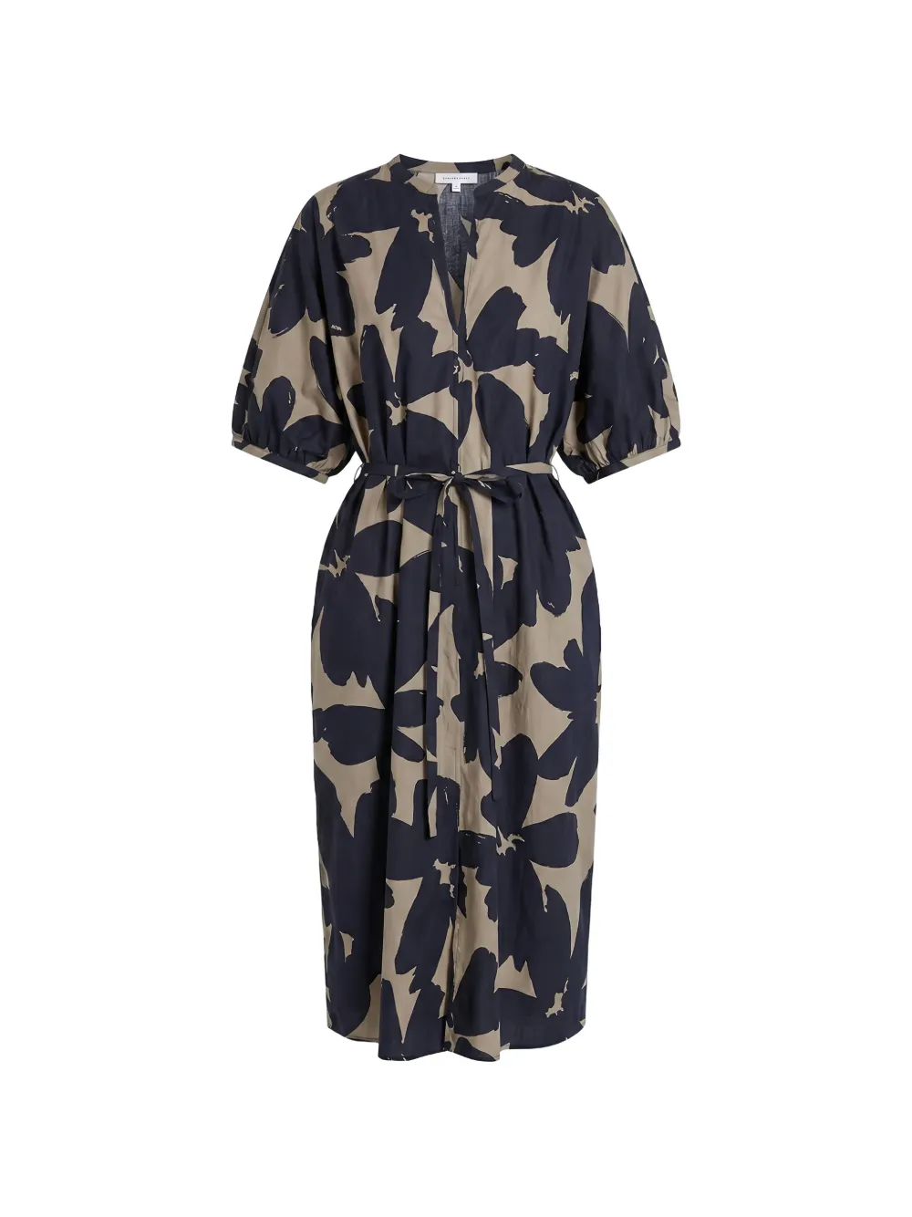 Meimeij Floral-print Belted Midi Dress In Blue