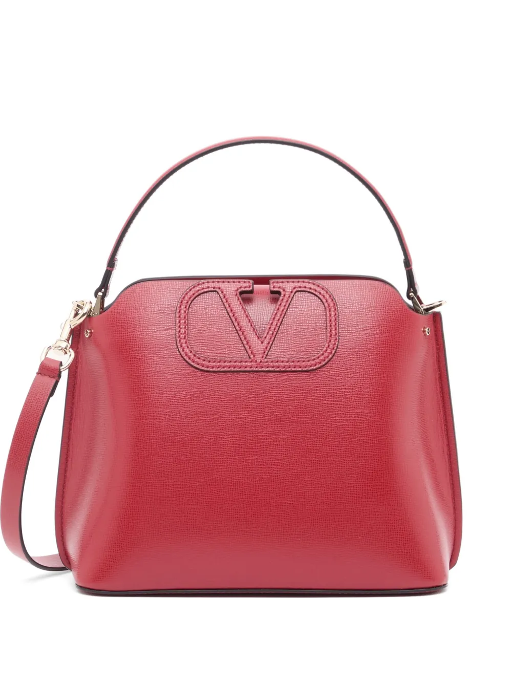 Valentino Garavani Borsa a mano Fill Me in pelle di vitello zigrinata - Rosso