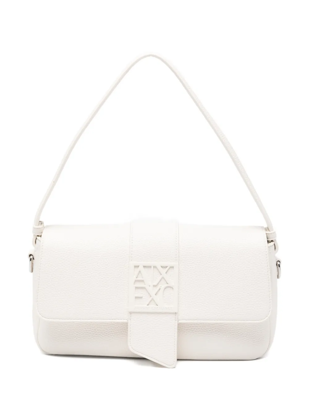 Armani Exchange logo-plaque pebbled shoulder bag - Bianco