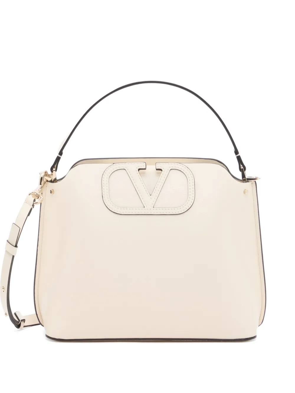 Valentino Garavani Borsa a mano Fill Me in pelle di vitello zigrinata - Toni neutri