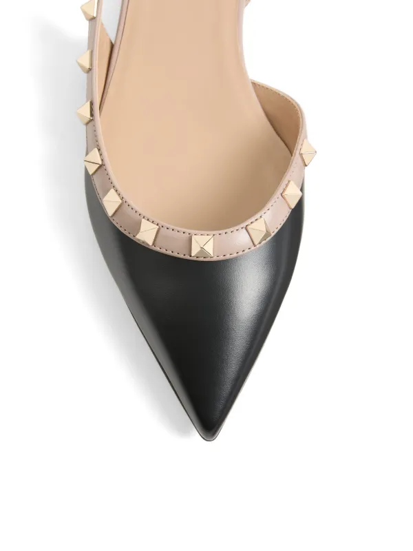 ヴァレンティノ ロックスタッズ キルティング フラットパンプス レザー 23.5 Valentino Garavani ロックスタッズ フラットパンプス | ブラック
