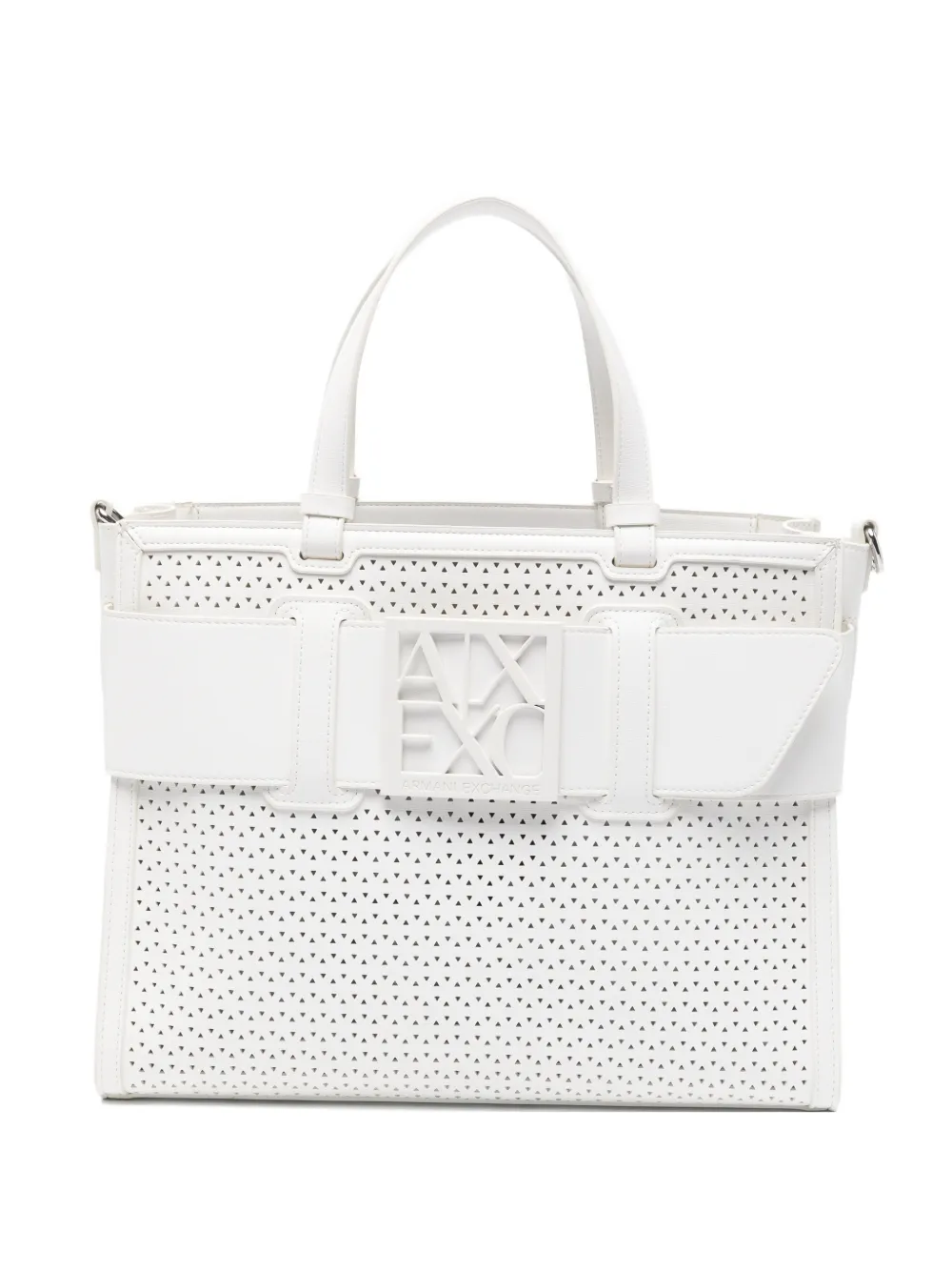Armani Exchange perforated logo-plaque tote bag - Bianco