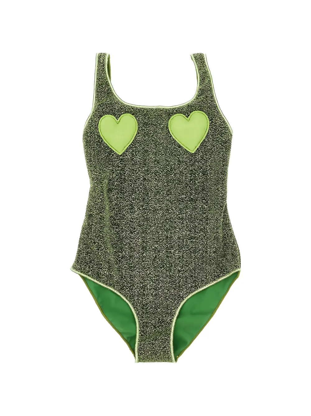 Oseree Kids glitter heart-patch swimsuit - Grün