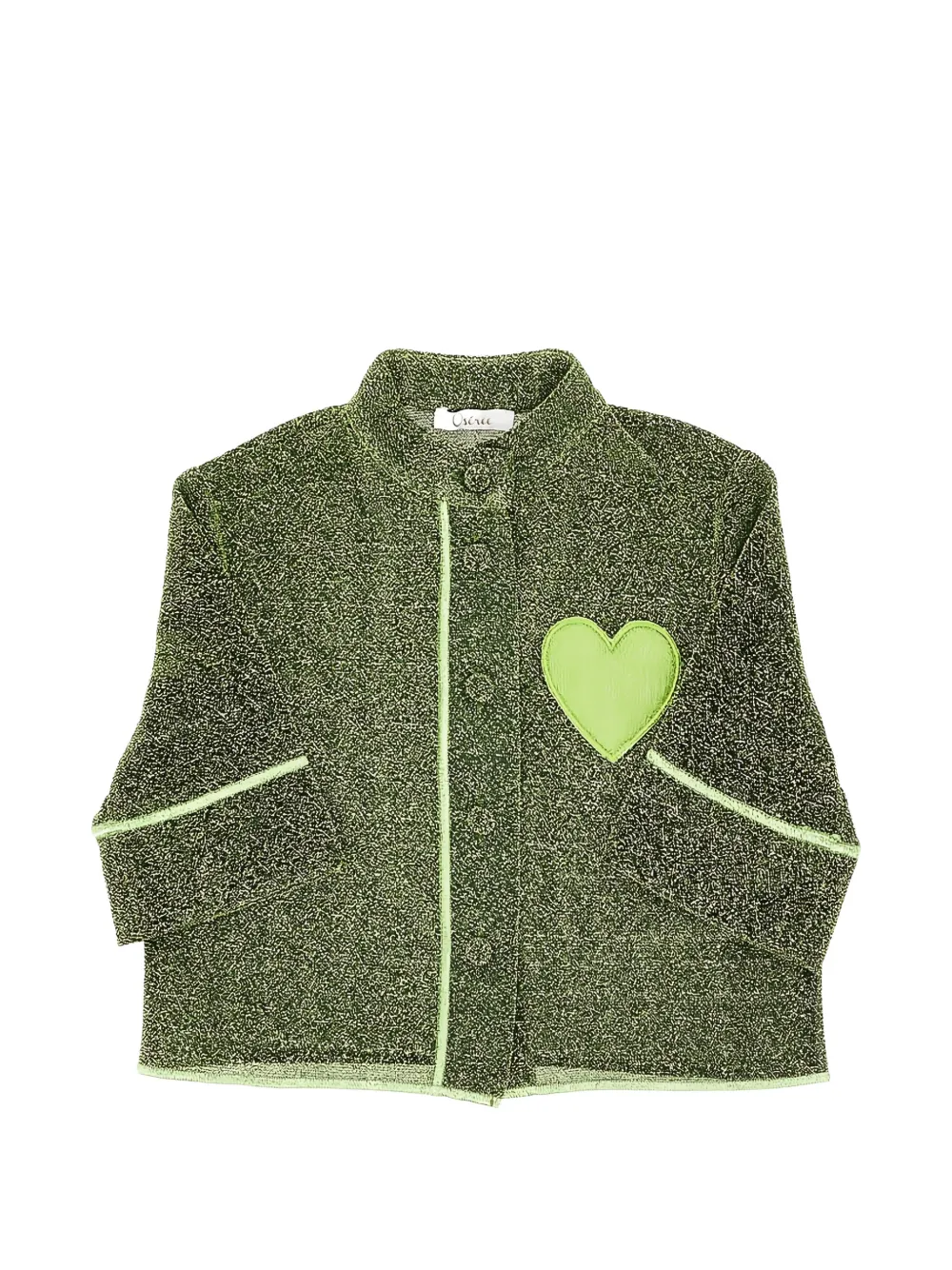 Oseree Kids glitter-effect heart-patch shirt - Verde