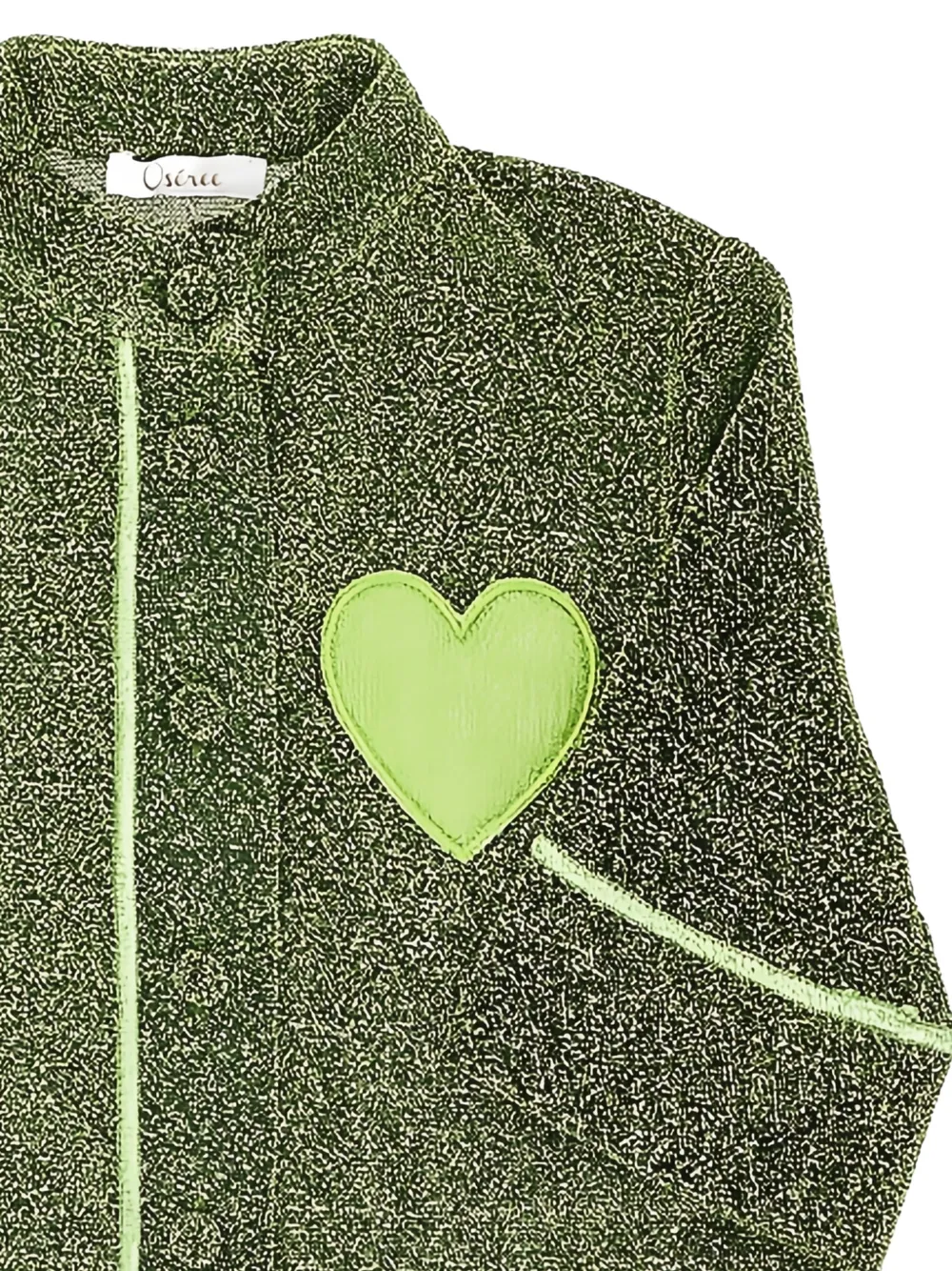 Oseree Kids Overhemd met glitter-effect en hartpatch Groen