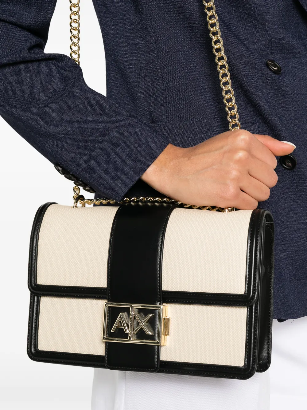 Armani Exchange Crossbodytas met logoplakkaat Beige