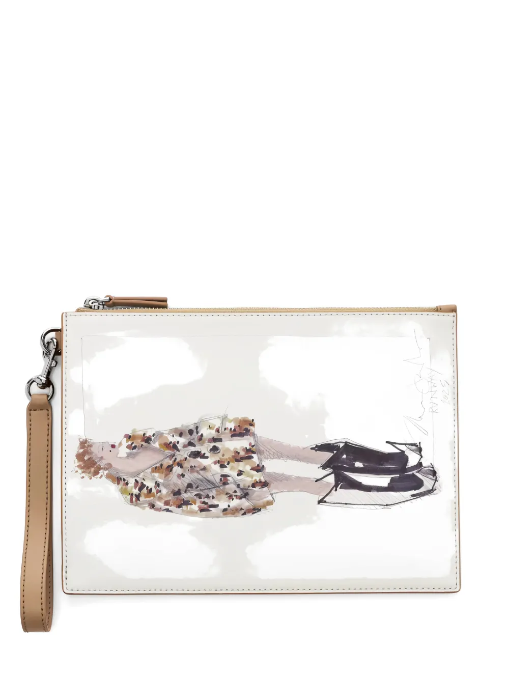 Marc Jacobs The Runway Illustration leather wristlet - Bianco
