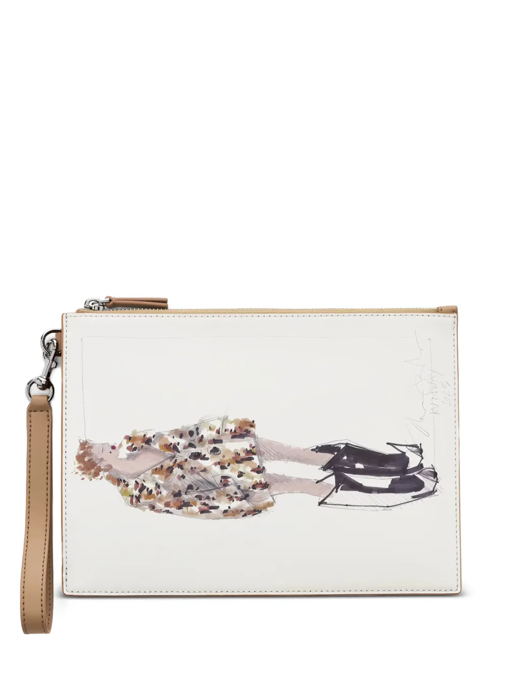 Marc Jacobs The Runway Illustration leather wristlet - Bianco