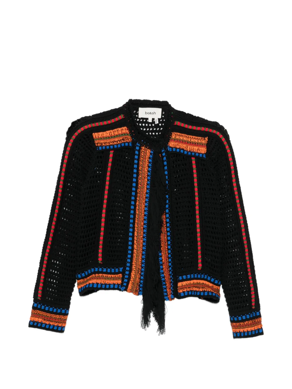 Ba&Sh Bianca crochet-knit fringed cardigan - Nero