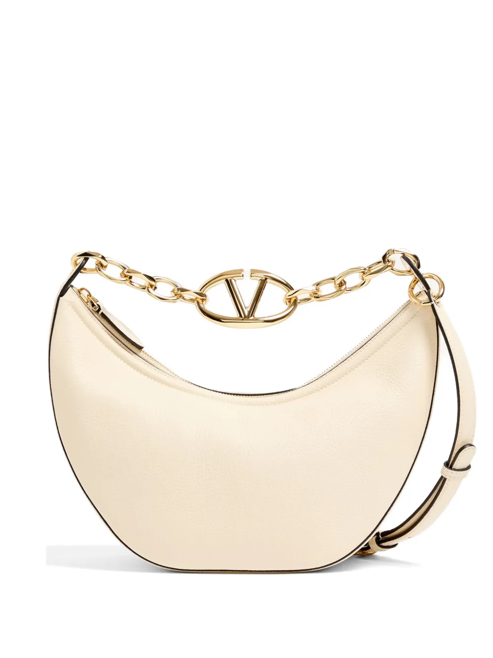 Valentino Garavani VLogo Moon small bag in grainy calfskin with chain - Bianco