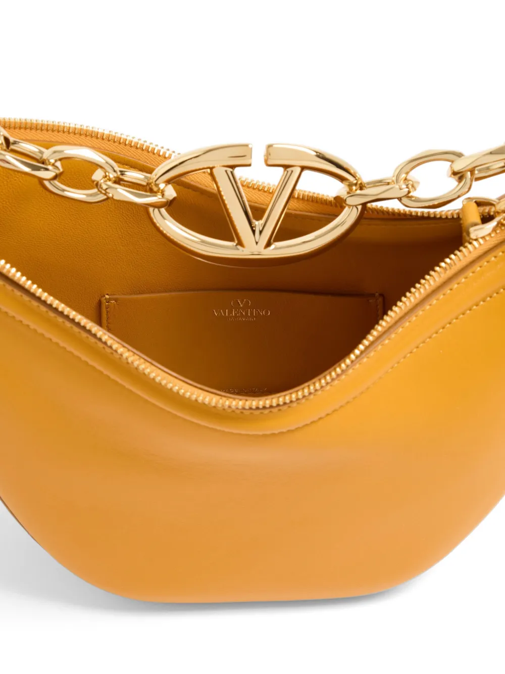 Valentino Garavani mini VLogo Moon bag in nappa with chain Oranje