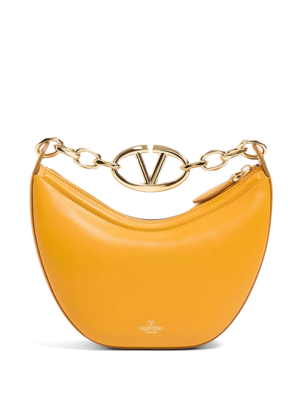 Valentino Garavani mini VLogo Moon bag in nappa with chain Oranje