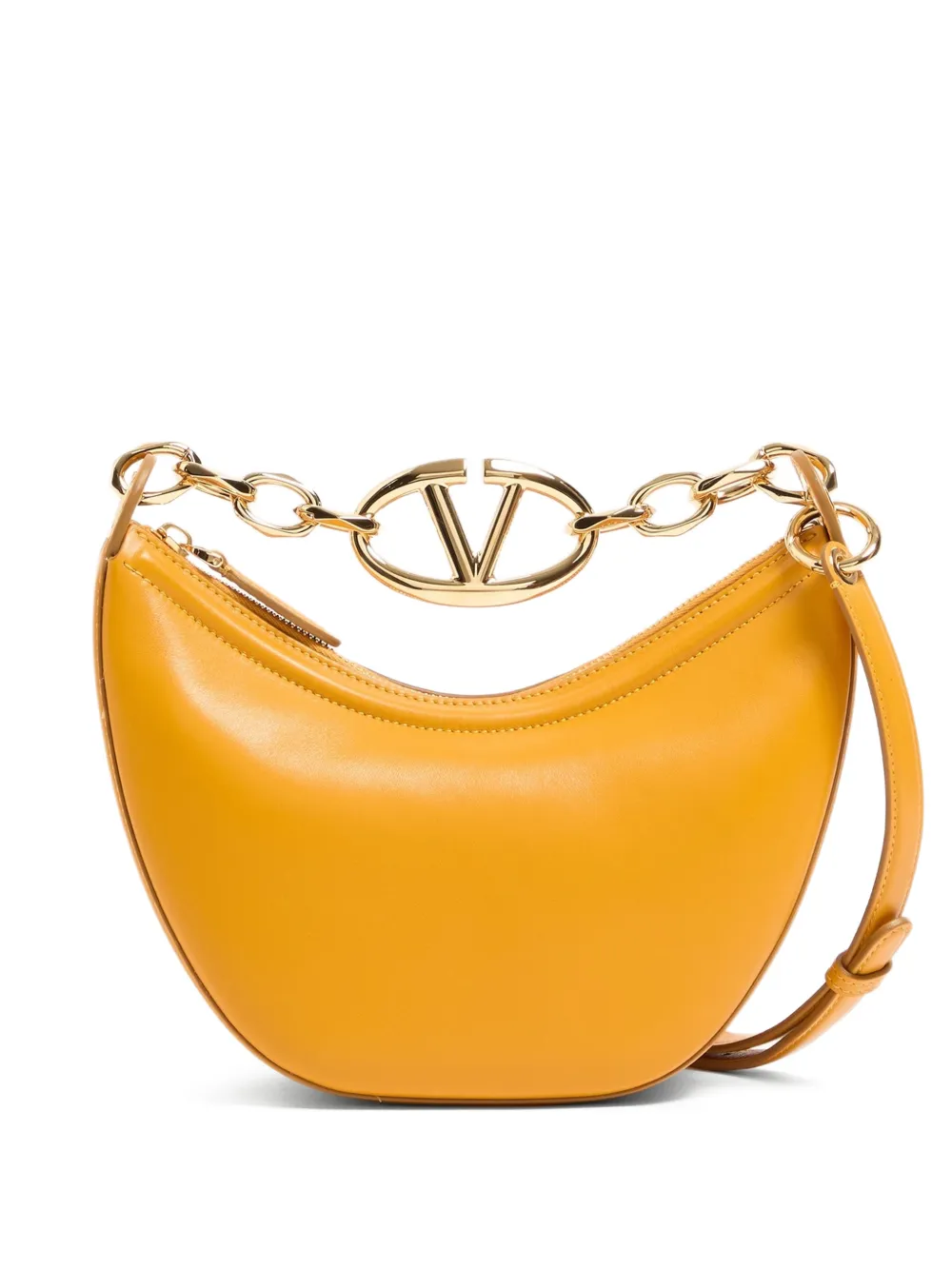 Valentino Garavani mini VLogo Moon bag in nappa with chain - Arancione