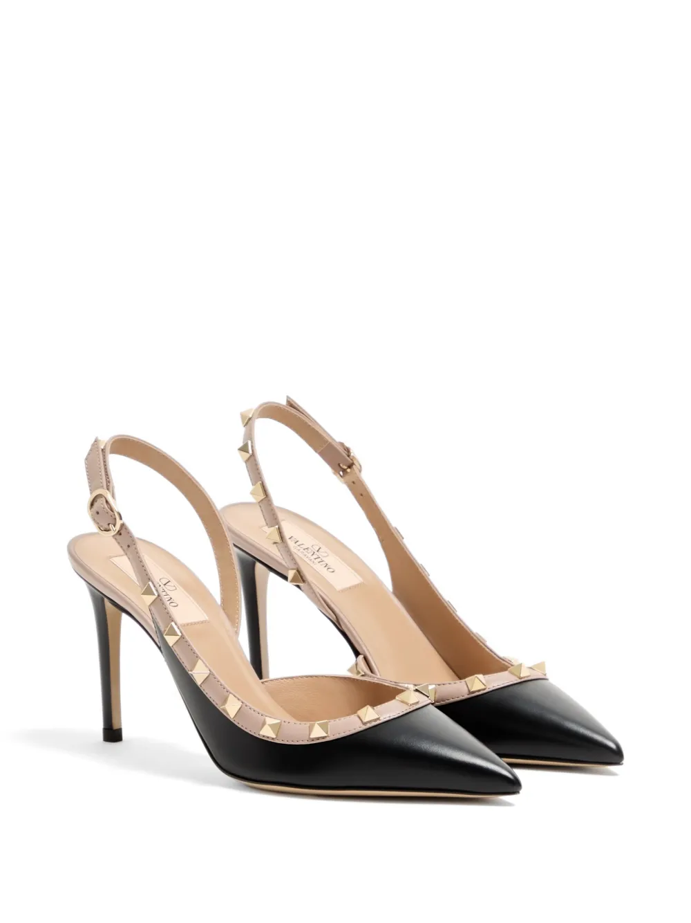 Valentino Garavani Rockstud kalfsleren slingback pumps 85 mm Zwart