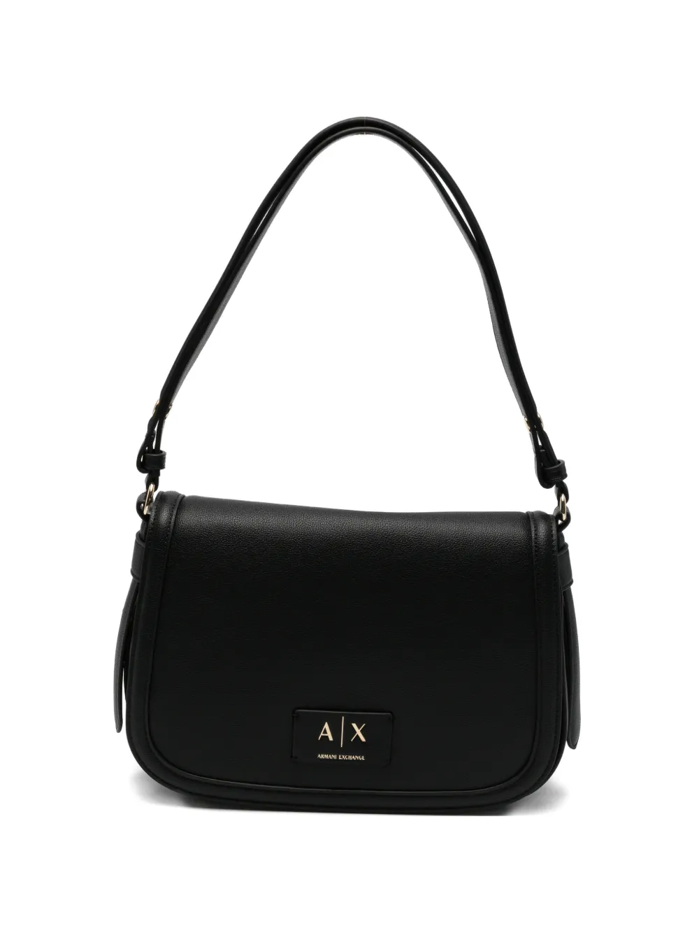 Armani Exchange logo-plaque leather shoulder bag - Nero