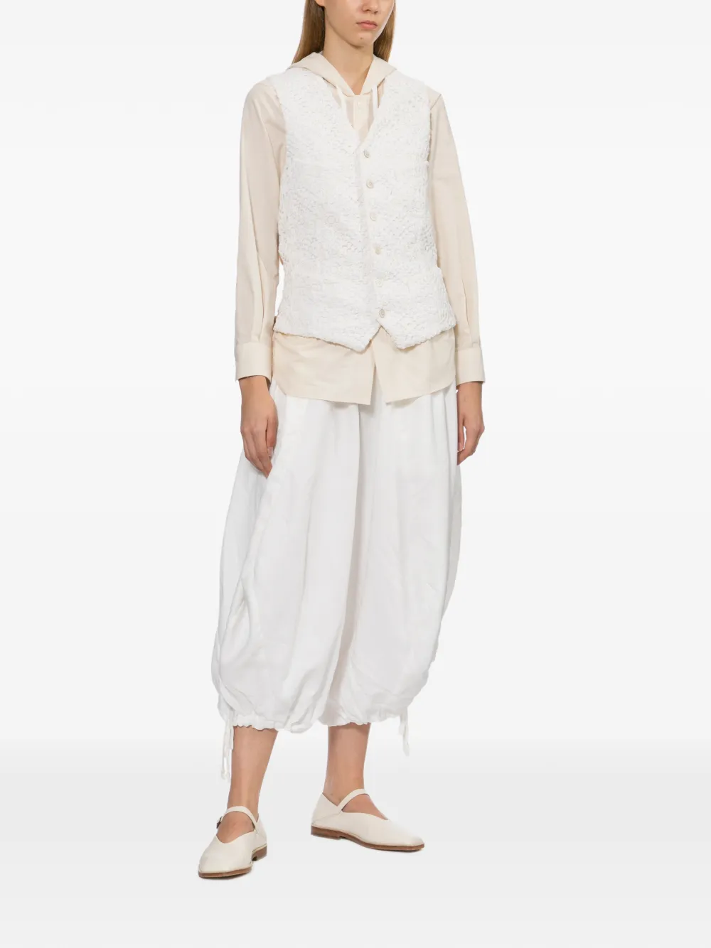 Comme Des Garçons Top met geborduurde bloemen Wit