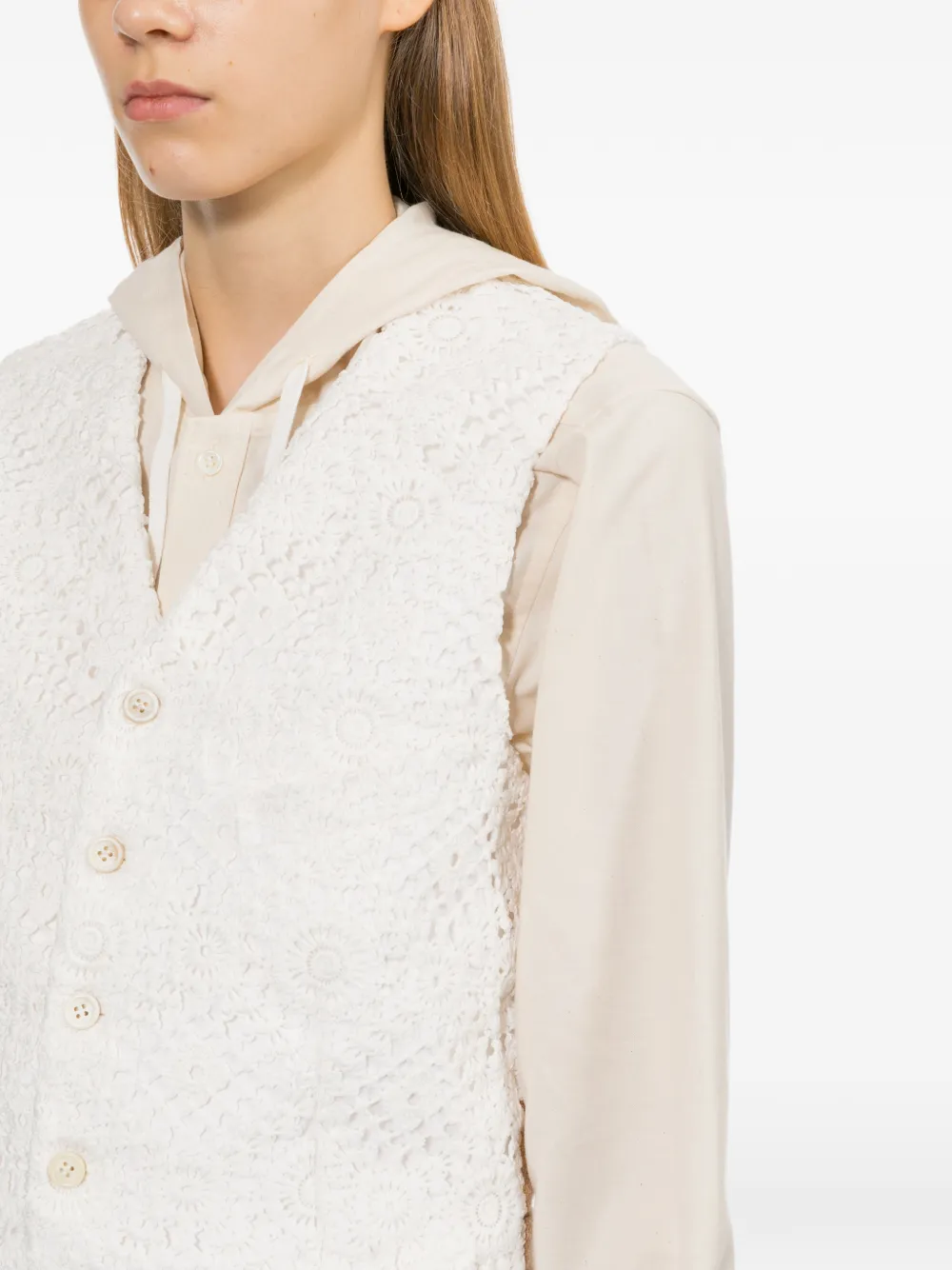 Comme Des Garçons Top met geborduurde bloemen Wit