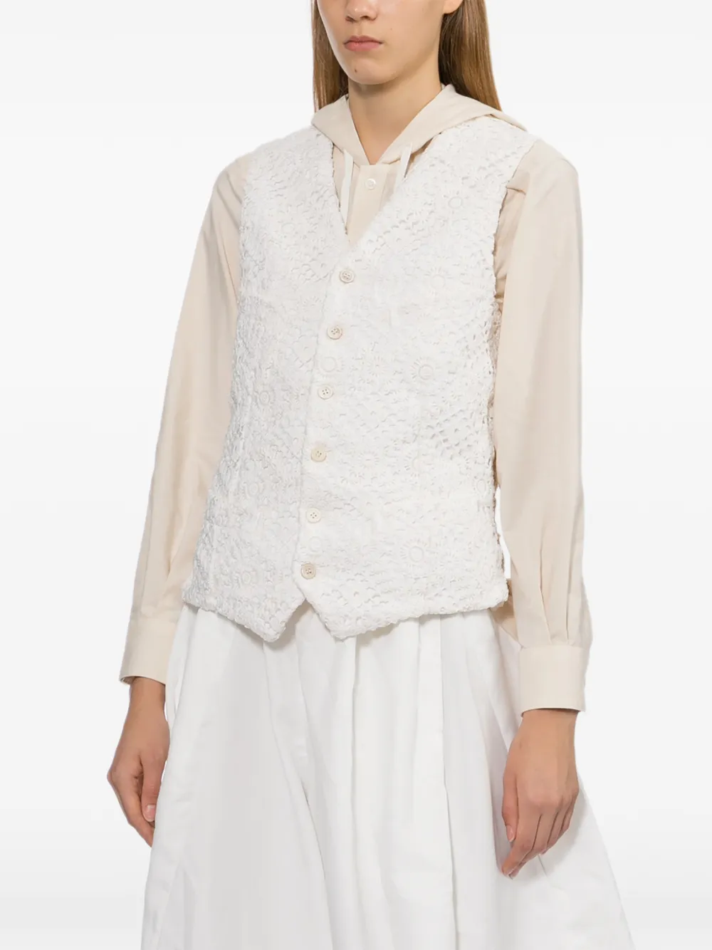 Comme Des Garçons Top met geborduurde bloemen Wit