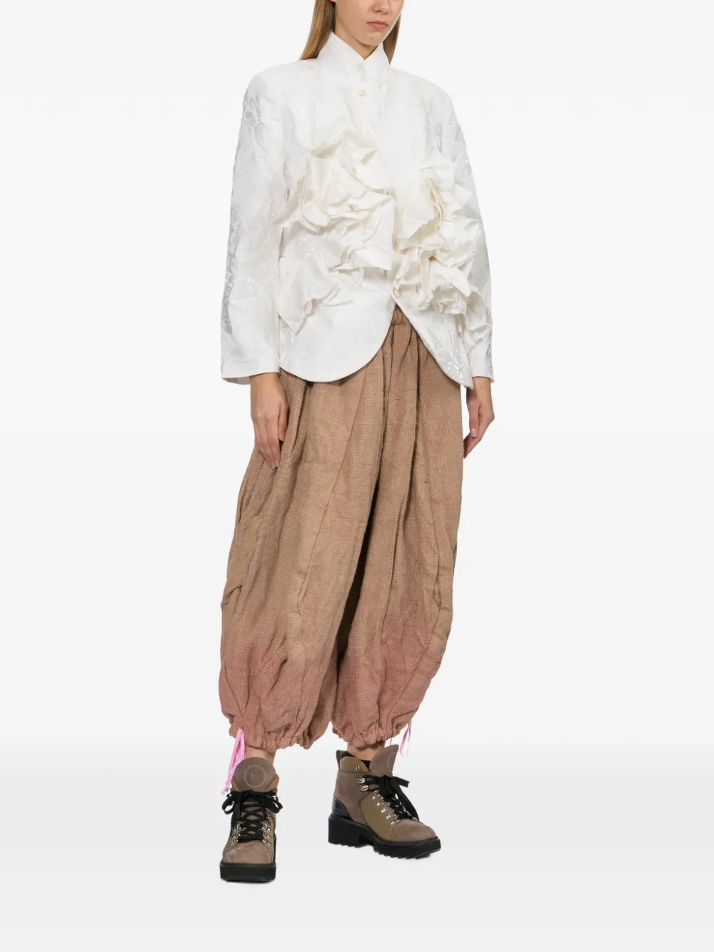 Comme Des Garçons Blazer met knopen en ruches Wit