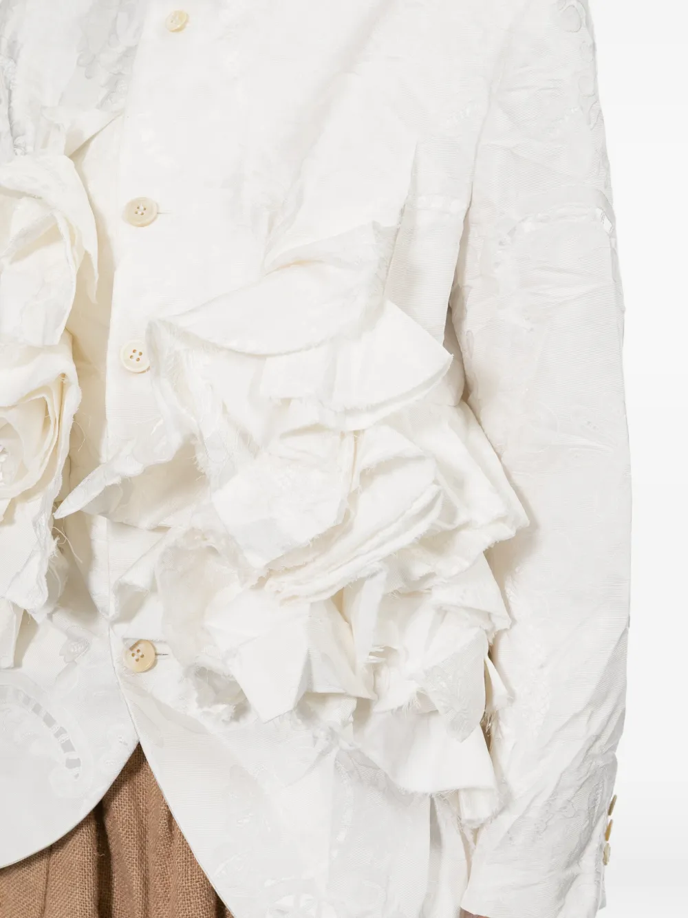 Comme Des Garçons Blazer met knopen en ruches Wit