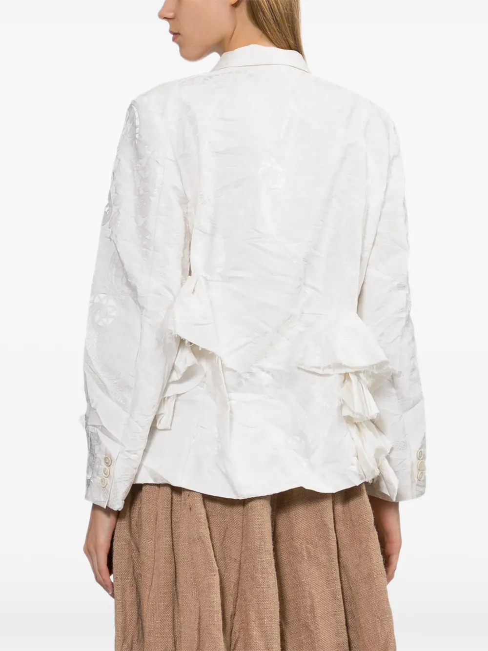 Comme Des Garçons Blazer met knopen en ruches Wit