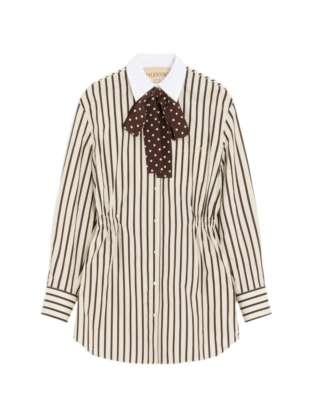Valentino Garavani mini dress in printed striped poplin - Nude