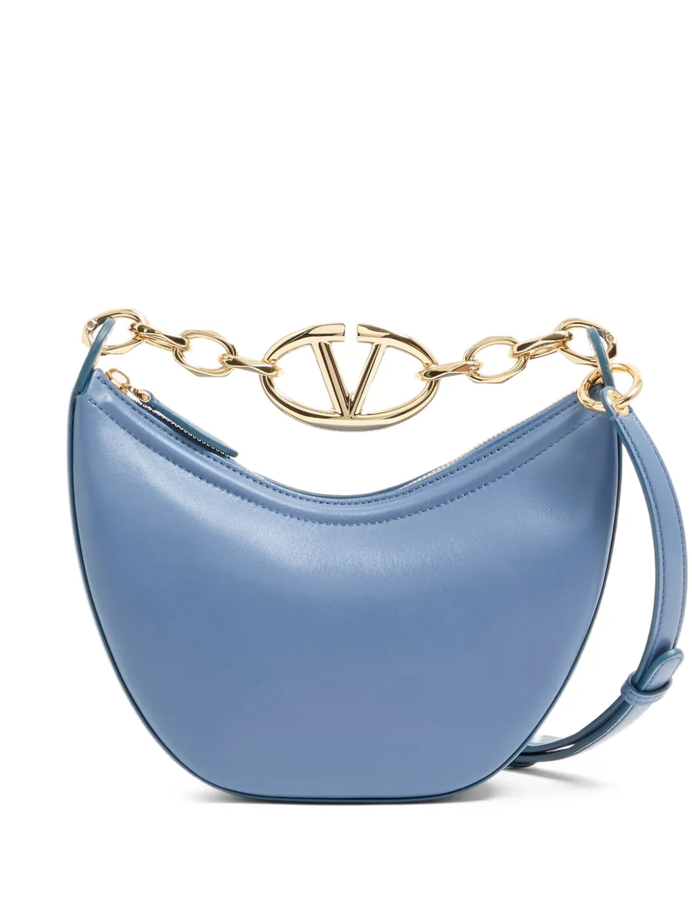Valentino Garavani VLogo Moon nappa leren tas met ketting Blauw