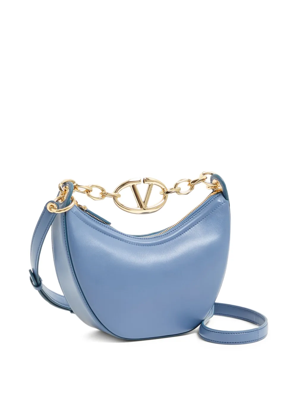 Valentino Garavani VLogo Moon nappa leren tas met ketting Blauw