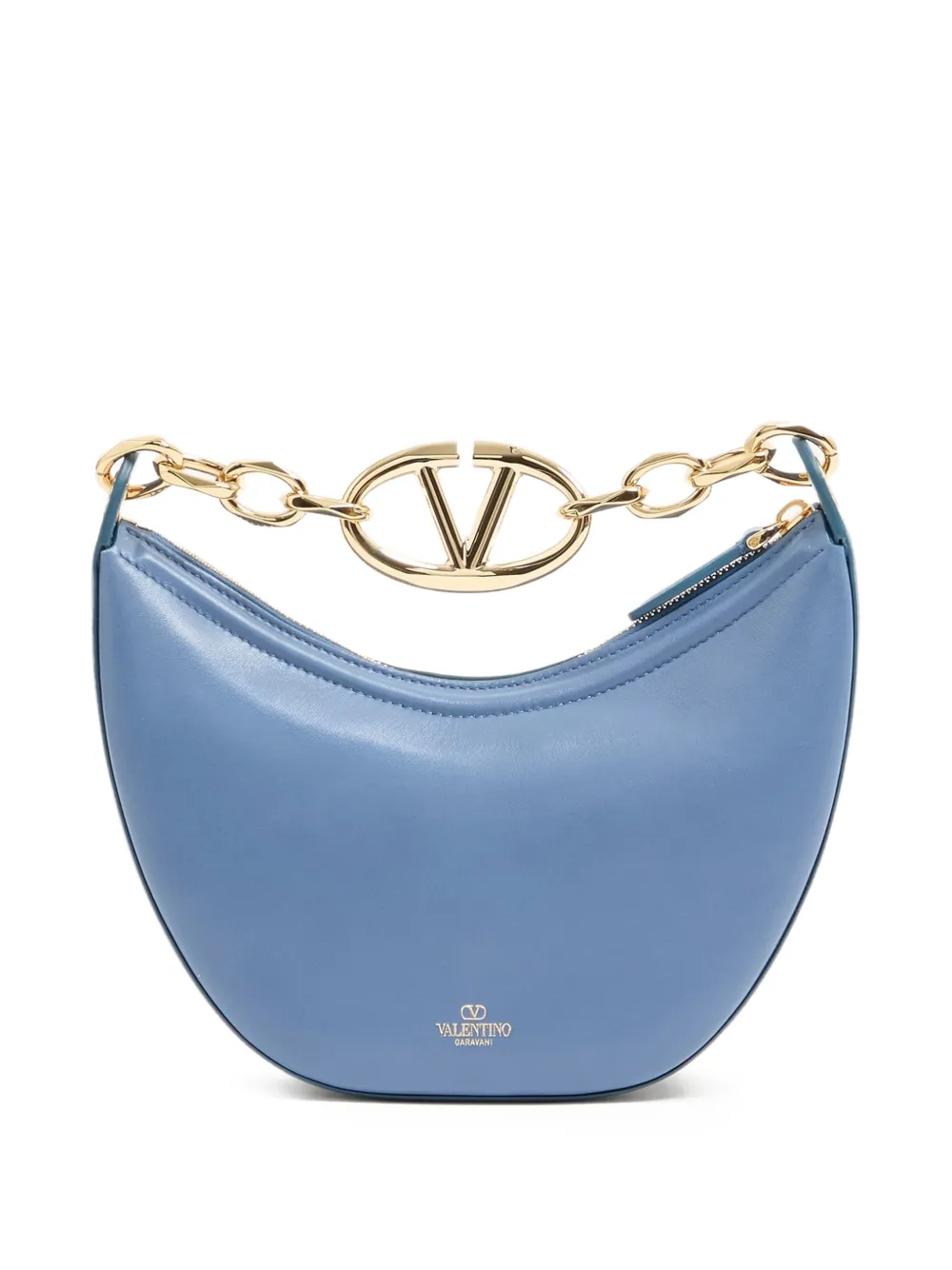 Valentino Garavani Borsa a spalla VLogo Moon mini in nappa con catena - Blu