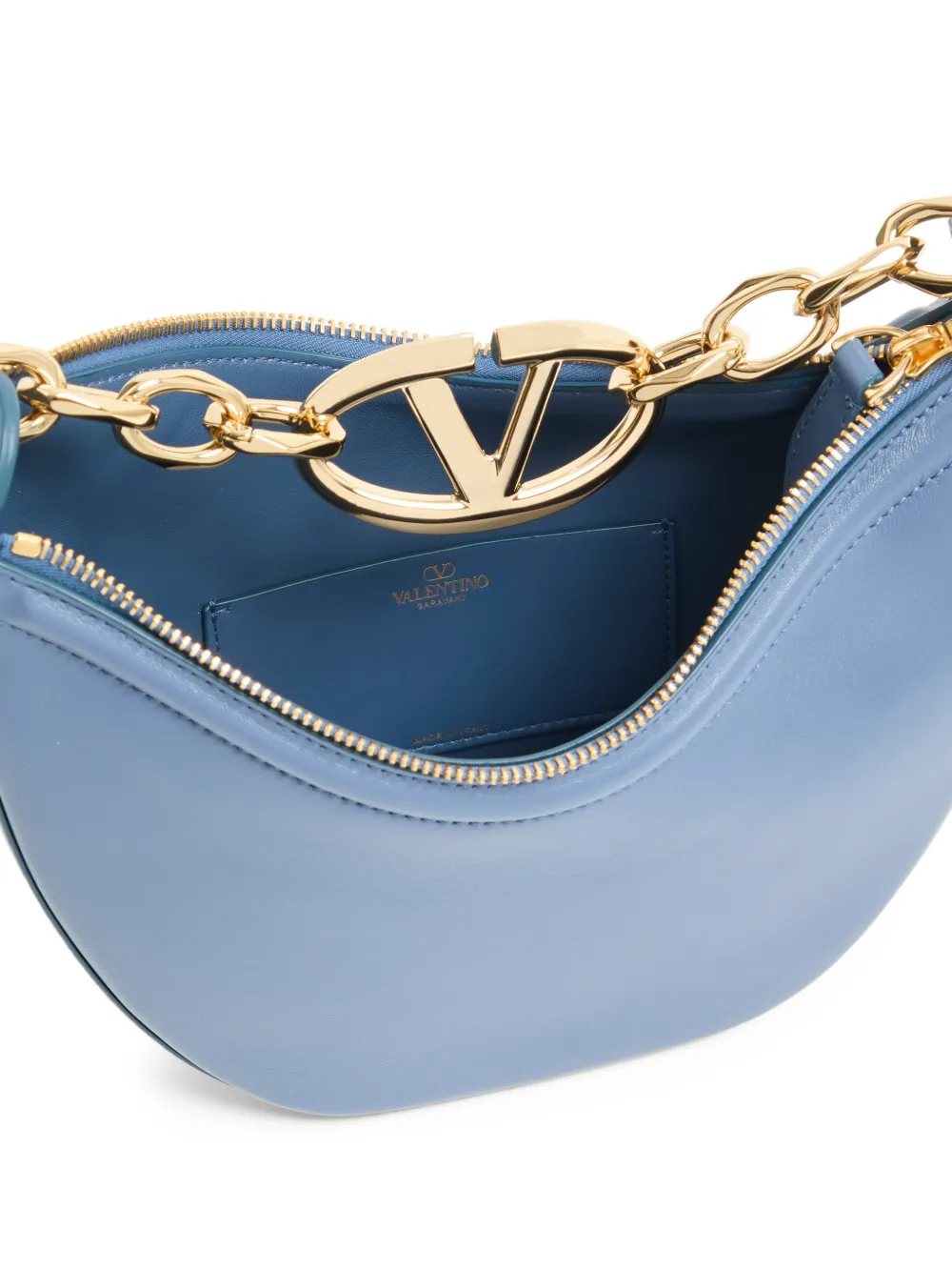 Valentino Garavani VLogo Moon nappa leren tas met ketting Blauw