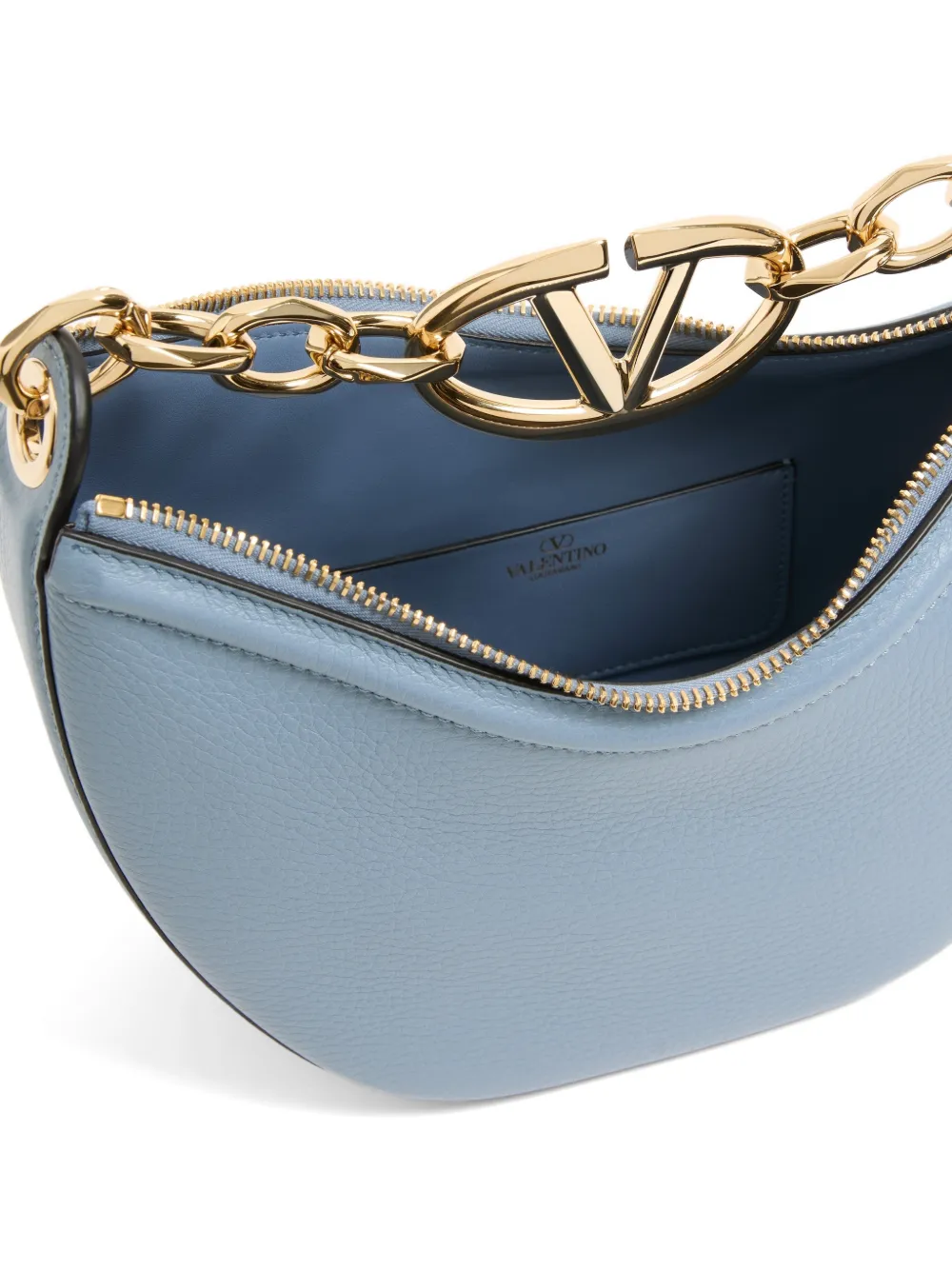 Valentino Garavani VLogo Moon tas van korrelig kalfsleer met ketting Blauw