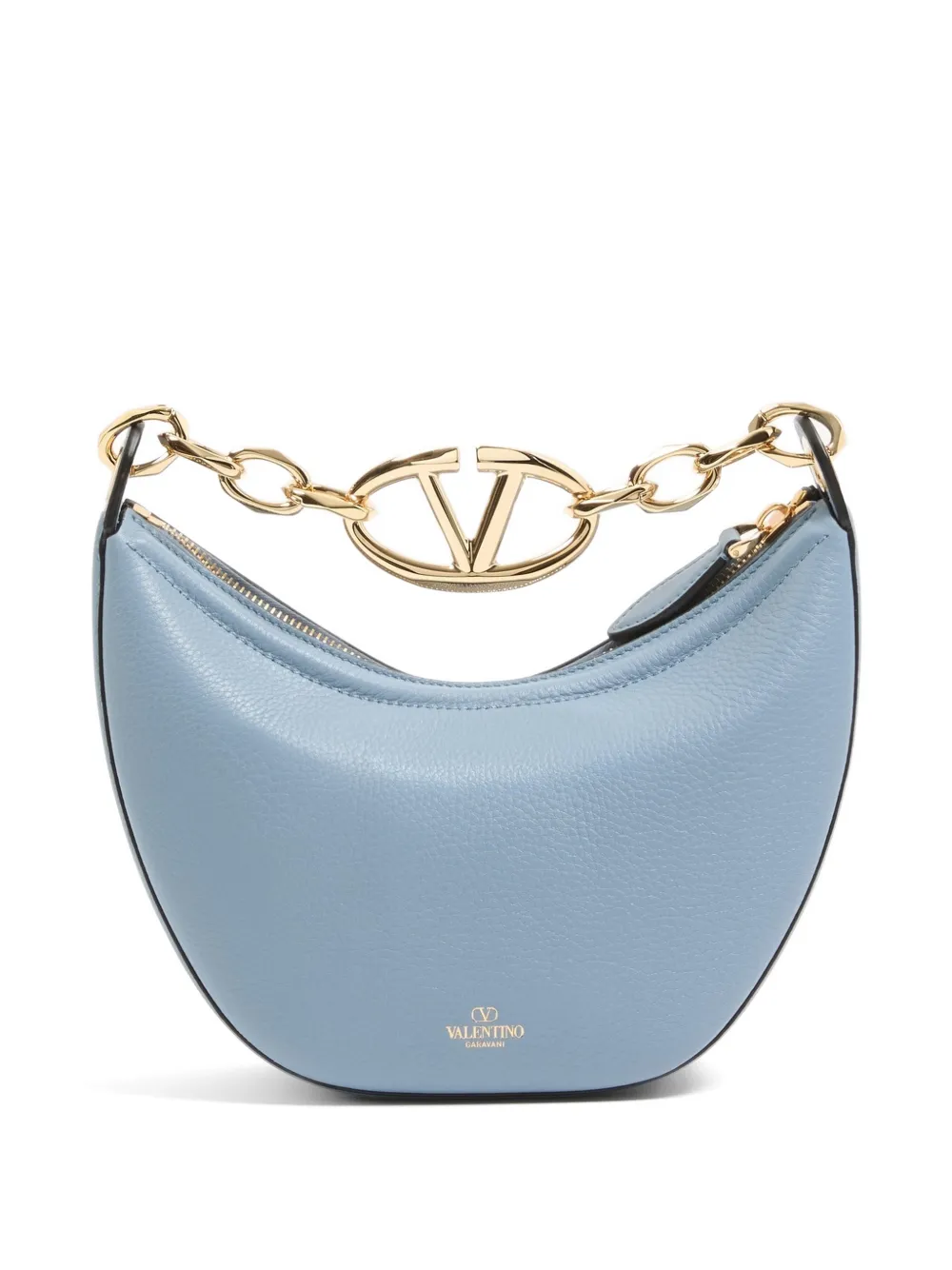 Valentino Garavani VLogo Moon tas van korrelig kalfsleer met ketting Blauw