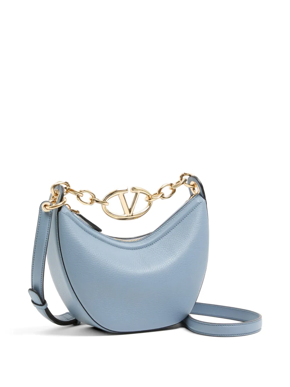 Valentino Garavani VLogo Moon tas van korrelig kalfsleer met ketting Blauw