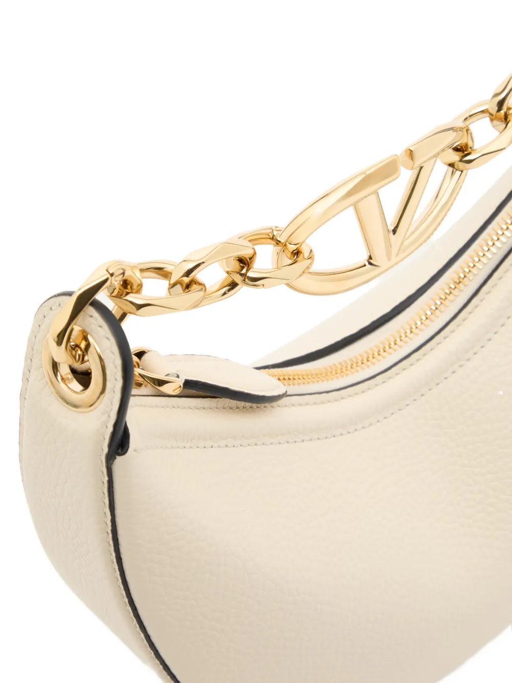Valentino Garavani mini VLogo Moon bag in grainy calfskin with chain