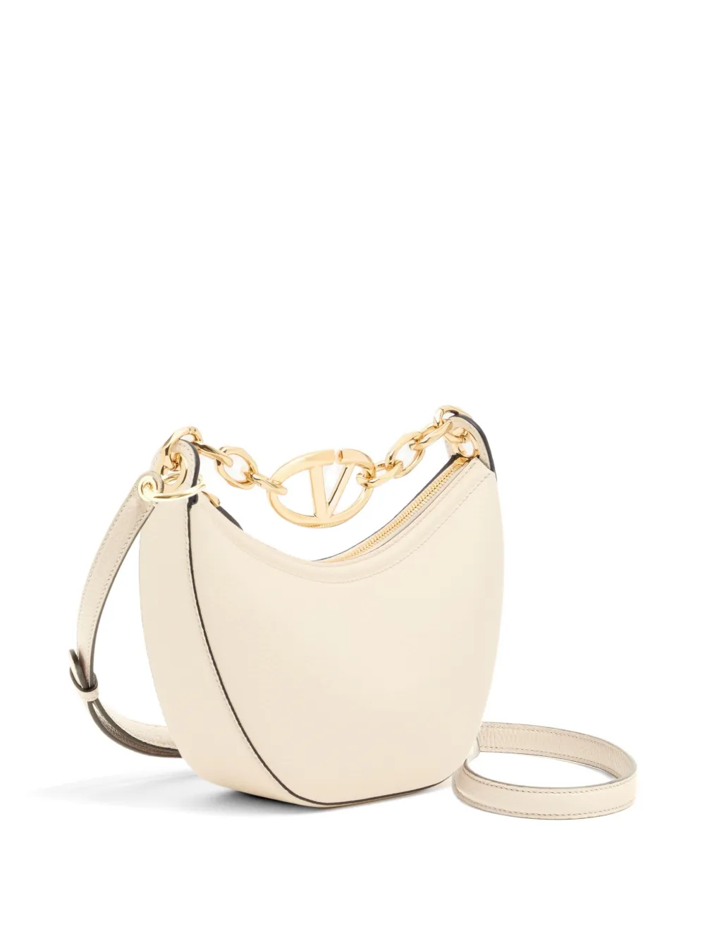 Valentino Garavani mini VLogo Moon bag in grainy calfskin with chain