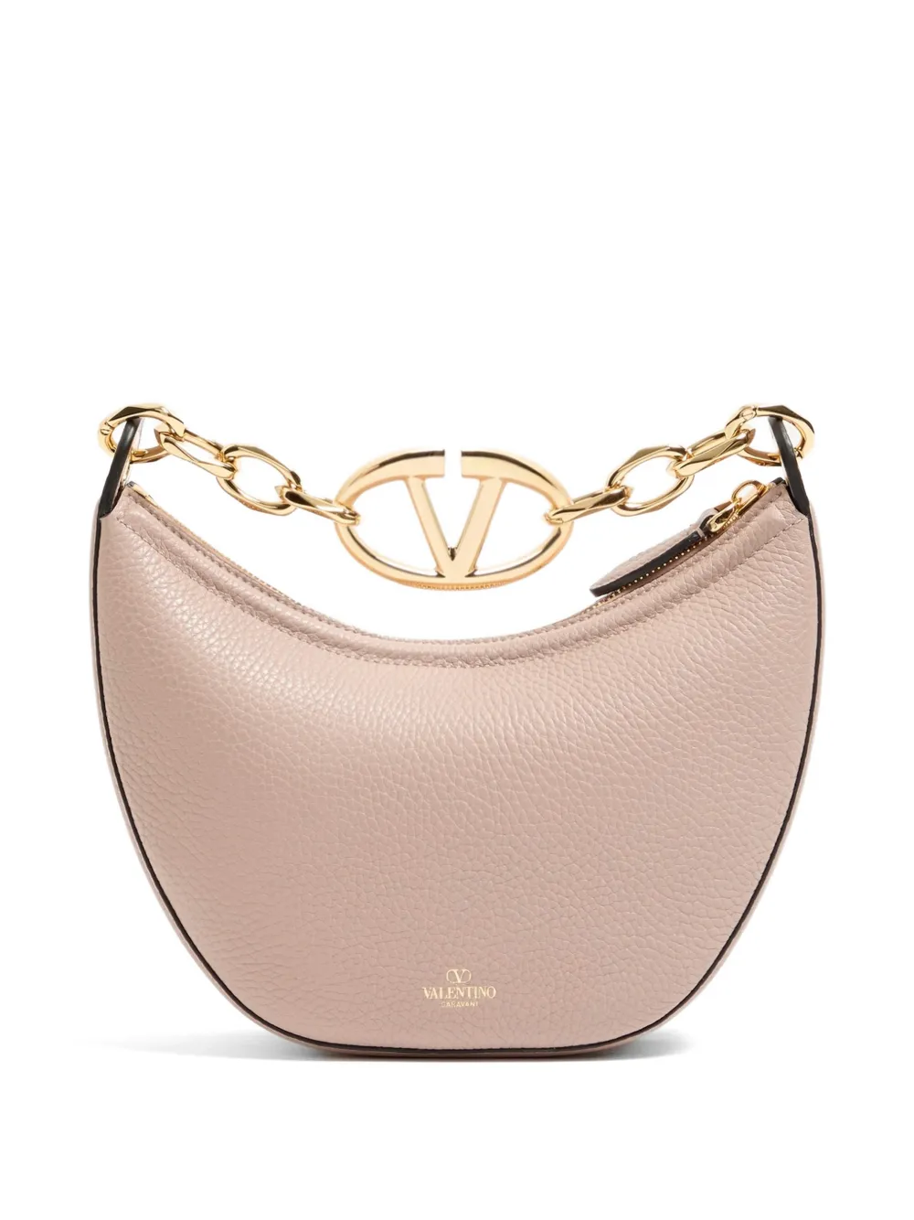 Valentino Garavani mini VLogo Moon bag in grainy calfskin with chain Roze