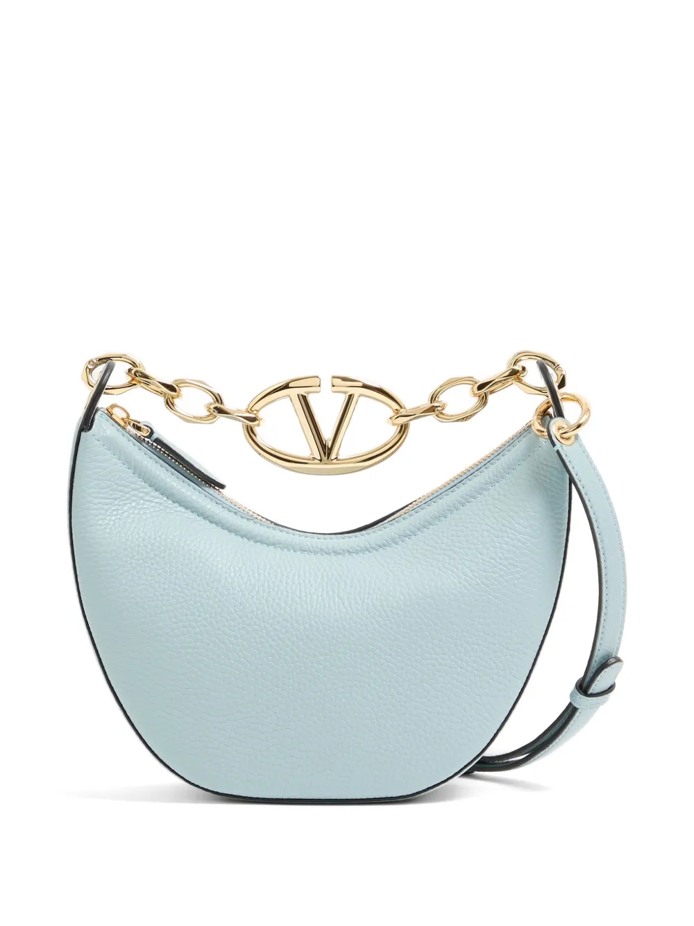 Valentino Garavani VLogo Moon tas van korrelig kalfsleer met ketting Blauw