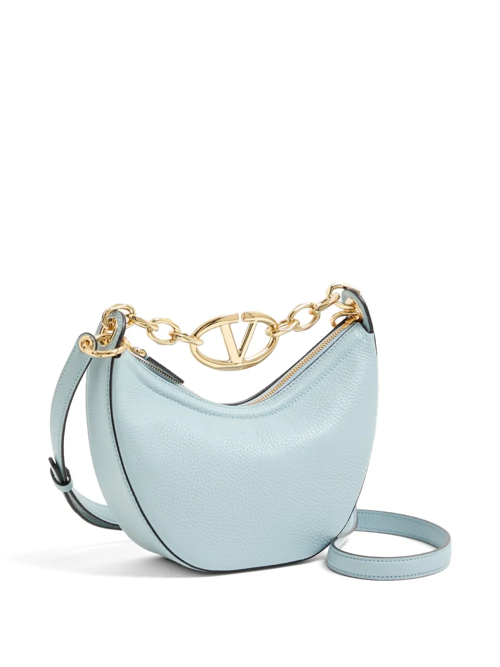 Valentino Garavani VLogo Moon tas van korrelig kalfsleer met ketting Blauw