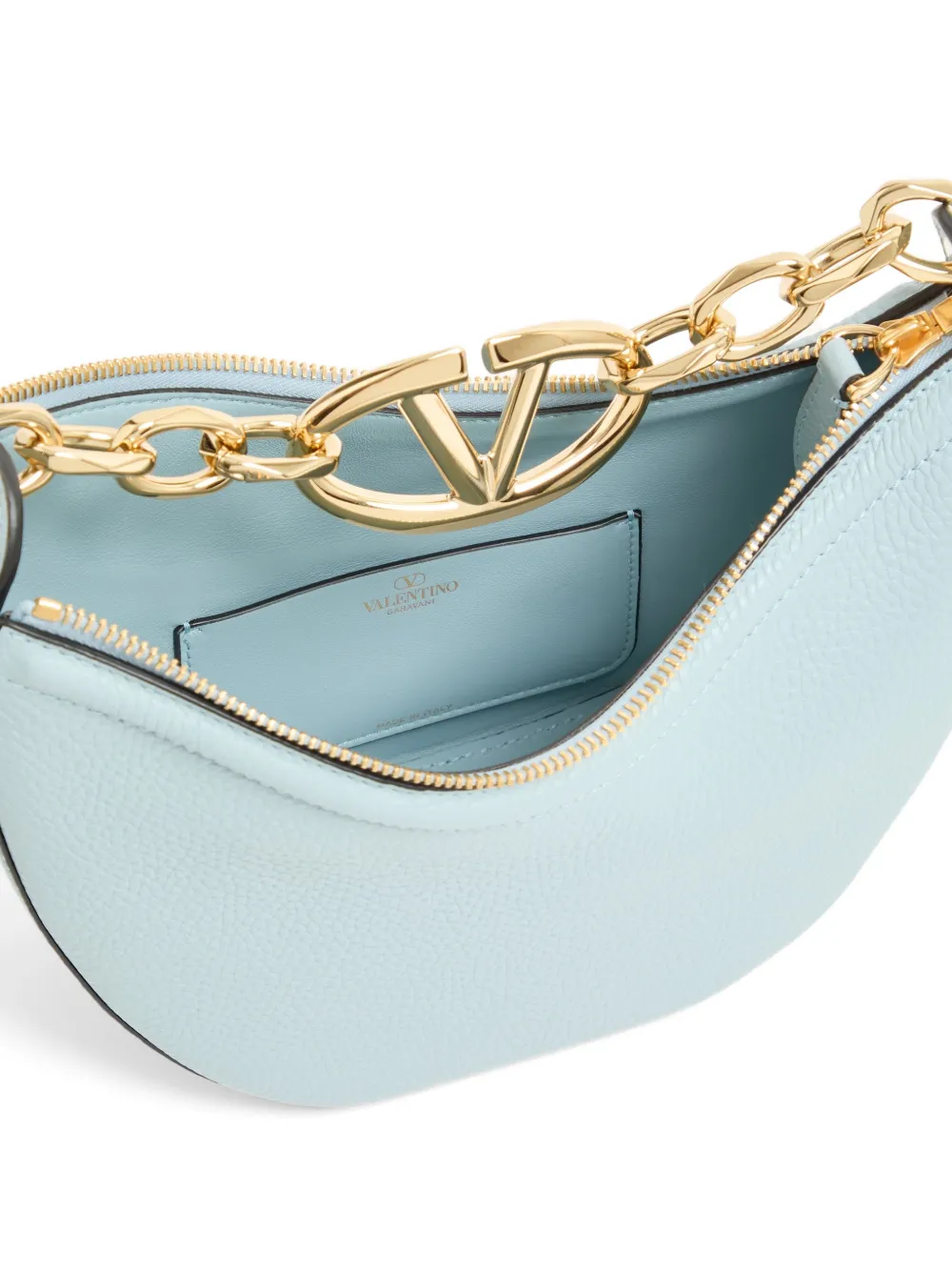 Valentino Garavani VLogo Moon tas van korrelig kalfsleer met ketting Blauw