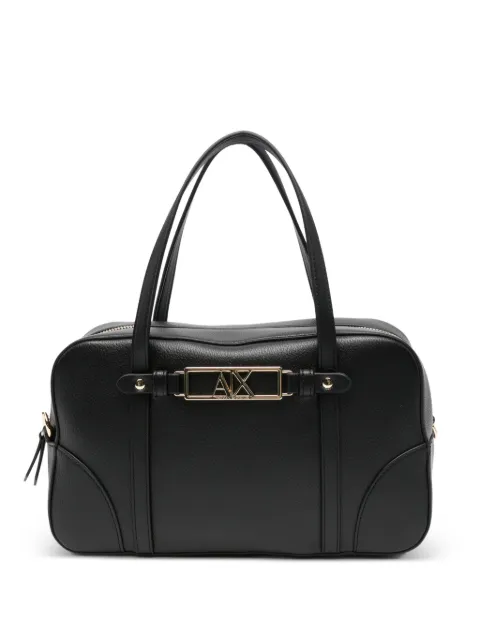 Armani Exchange logo-plaque leather tote bag