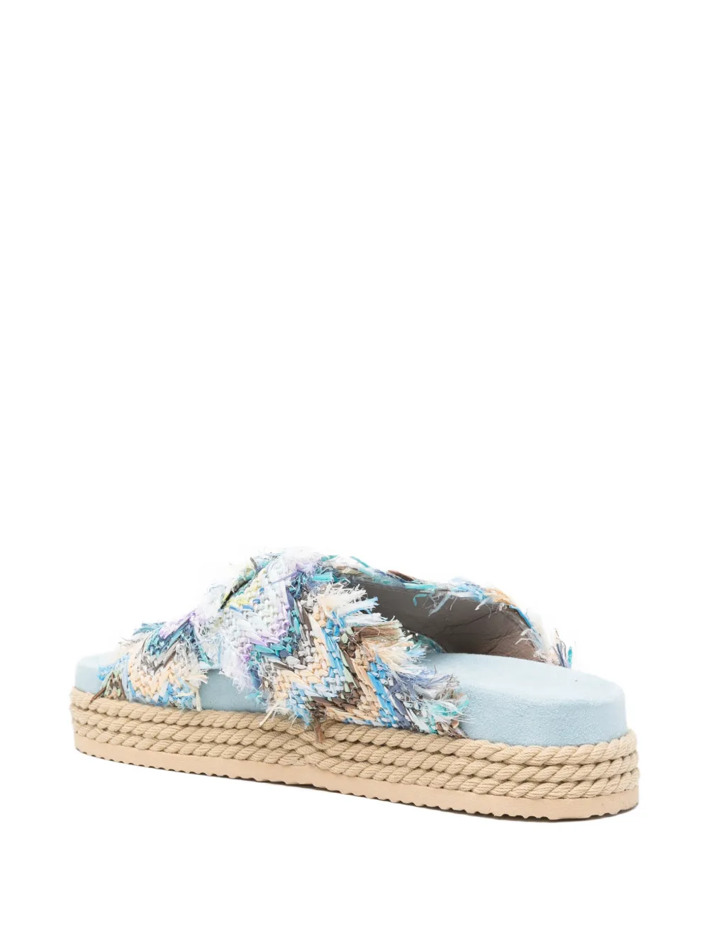 Mou frayed-edge logo-plaque sandals Blauw