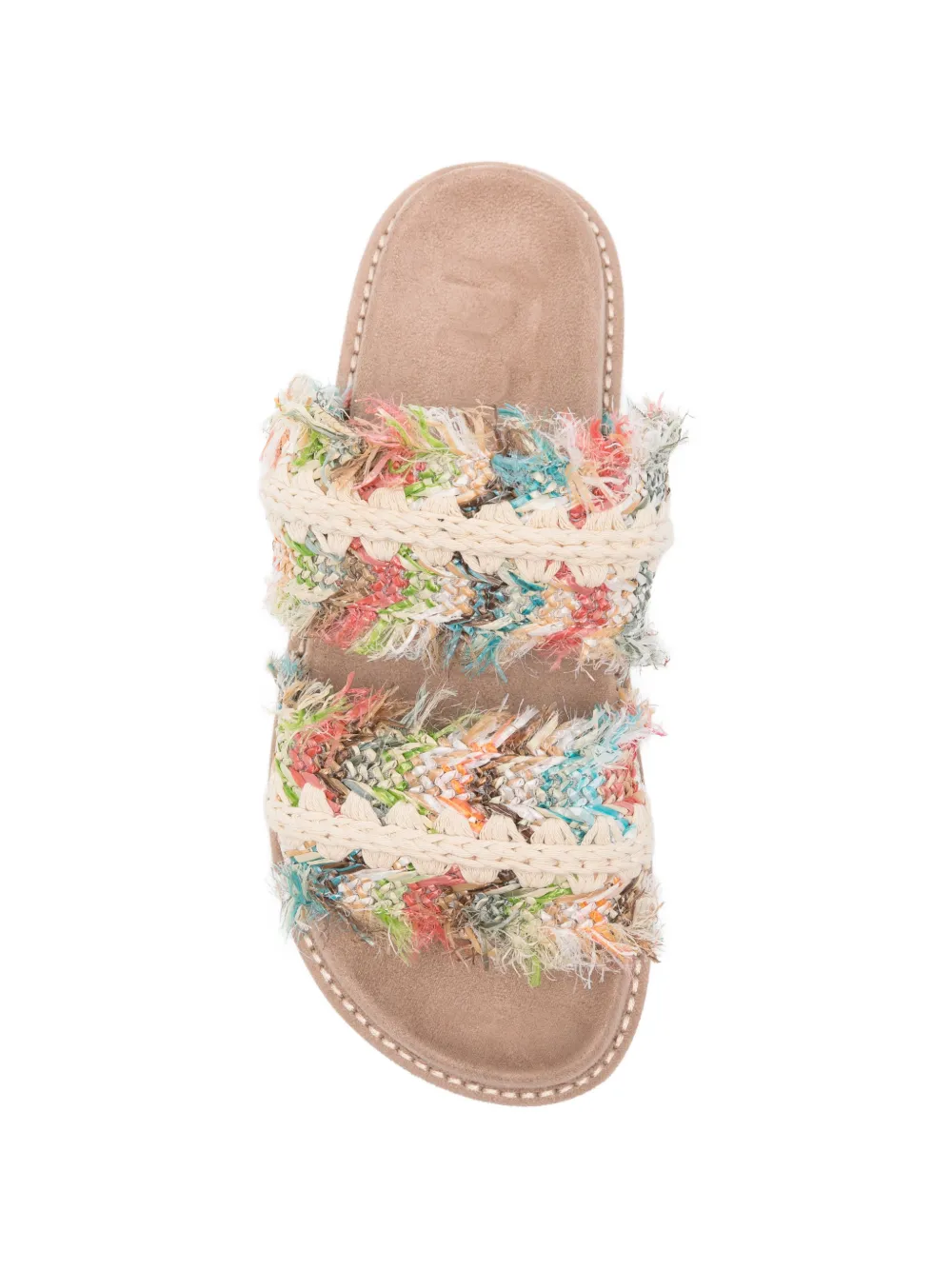 Mou crochet-knit fringed sandals Beige